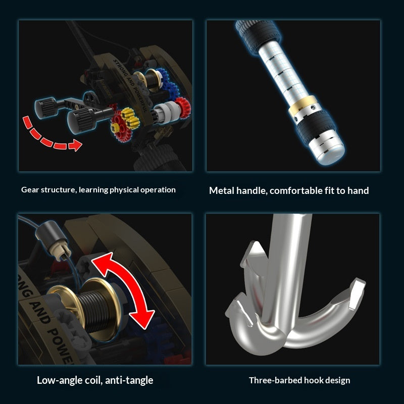 Mechanical Fishing Rod Building Block Set