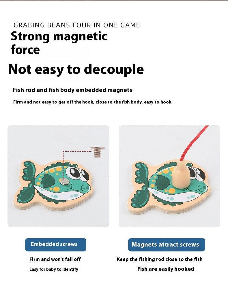 Wooden Magnetic Fishing Toy Bucket