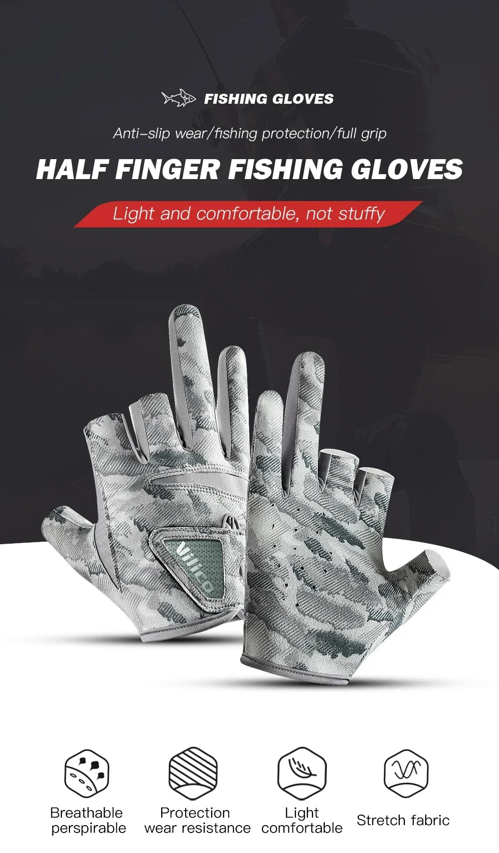 Pro Half-Finger Fishing Gloves