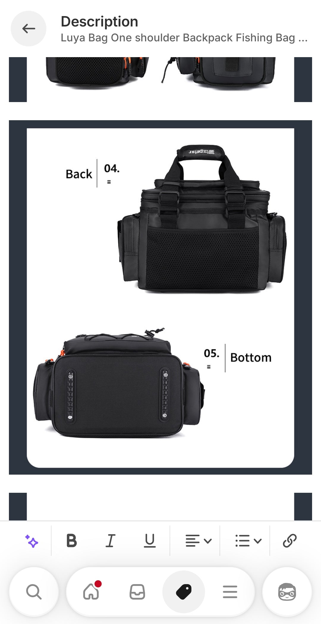 Fishing bag with insulated compartment