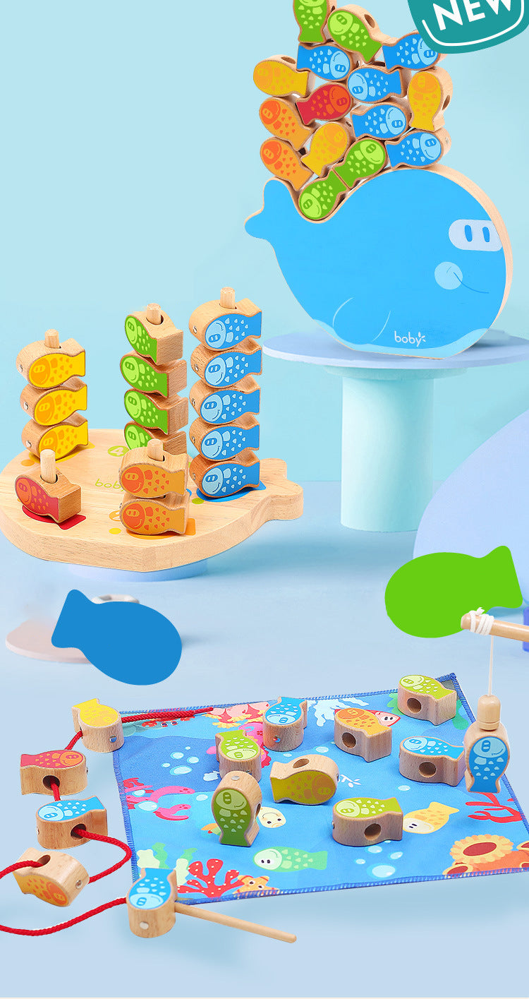 Kids 4-in-1 Wooden Fishing Balance Toy