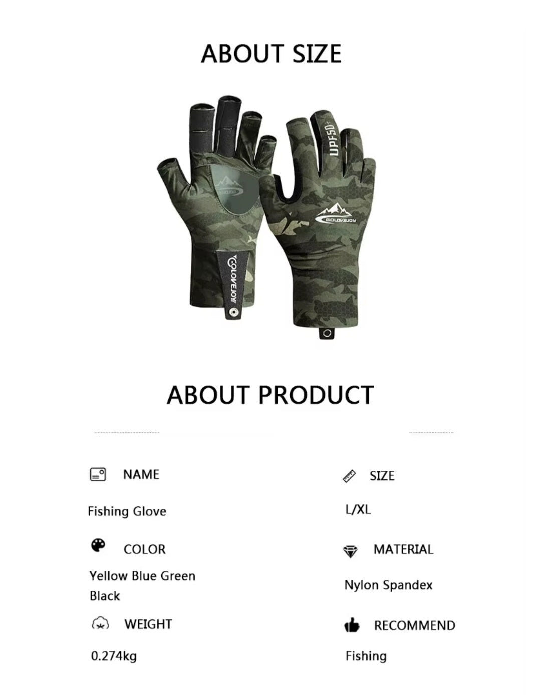 Golovejoy fishing gloves