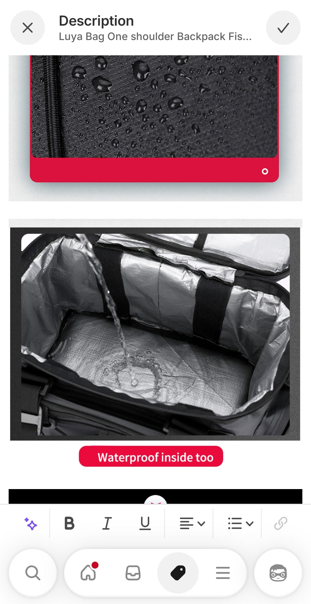 Fishing bag with insulated compartment