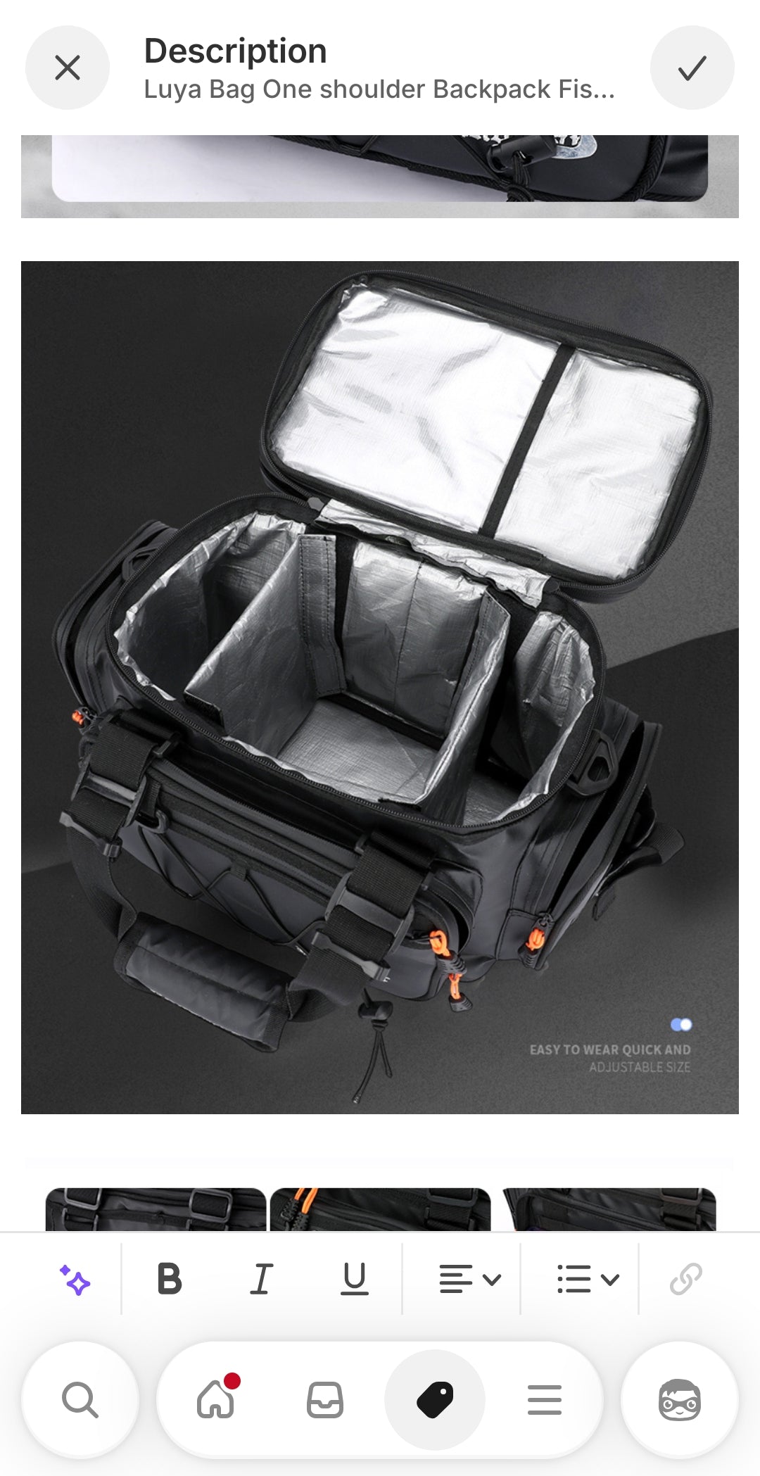 Fishing bag with insulated compartment